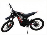 Black electric bike with red accents on a white background
